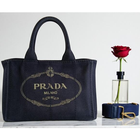 Authentic Prada Canupa Navy Blue Denim Tote Bag MSRP: $1500 - Picture 7 of 16